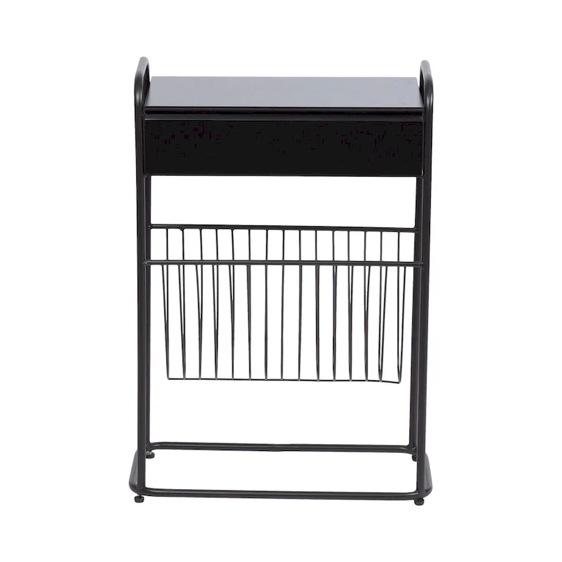 Black Metal Narrow Side Table - 19x9x26 Single User