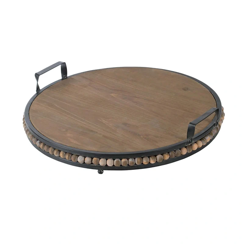 A&B Home Wood Bead Tray with Metal Handles