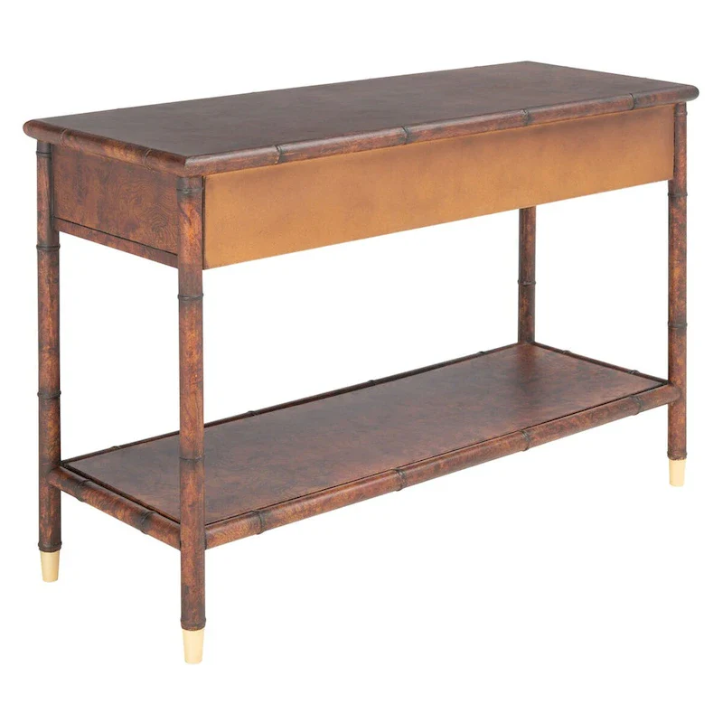 SAFAVIEH Franc Dark Brown/ Gold 2-Drawer 1-Shelf Console Table - 42 W x 15.8 L x 29 H - 42Wx16Dx29H