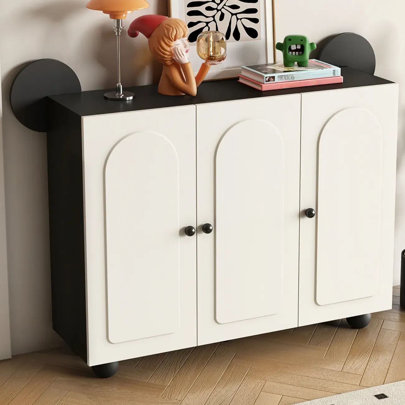 Black Metal Shoe Cabinet with Adjustable Shelves