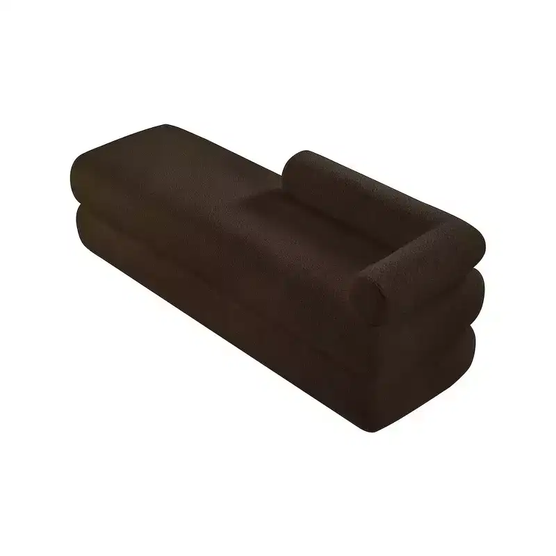 Meridian Furniture,Kennedy Faux Shearling Teddy Fabric Bench