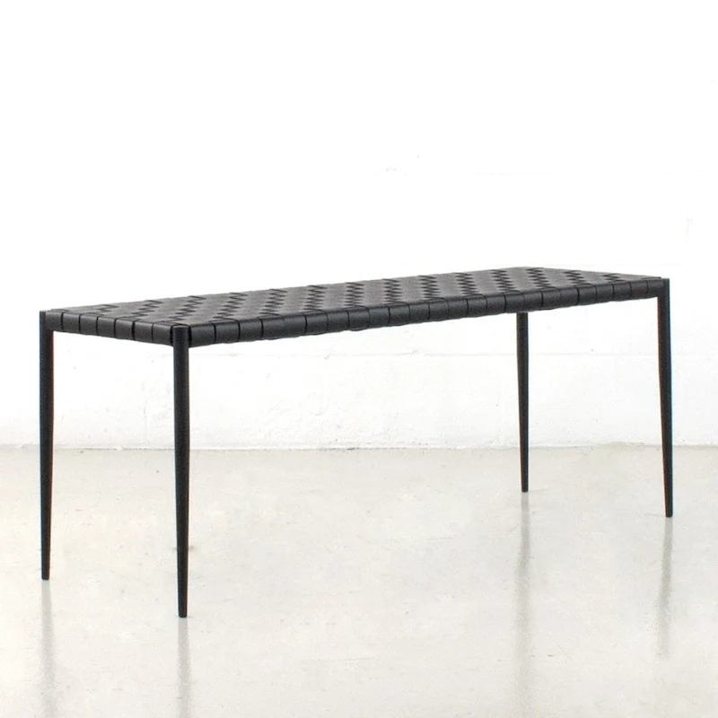 Soho Mid-Century Modern Leather Weave Coffee/Bench 28-inches/ 47-inches