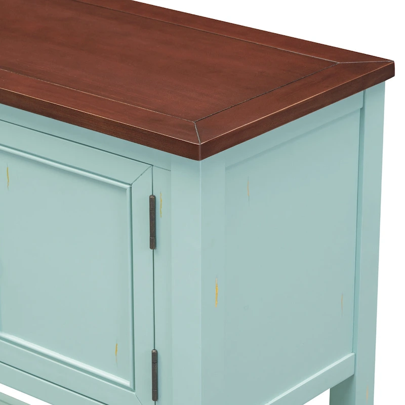 Nestfair Retro Sideboard Console Table with Drawers and Bottom Shelf