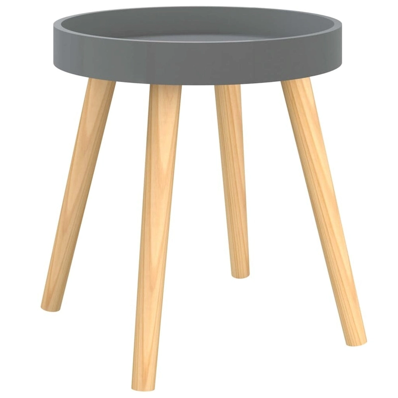 vidaXL Side Table Round End Coffee Table Engineered Wood and Solid Wood Pine - 15 x15 x15.7