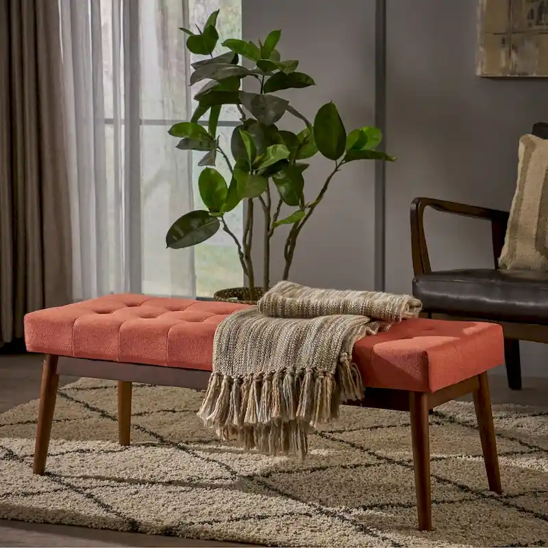 Flavel Tufted Fabric Ottoman Bench by Christopher Knight Home