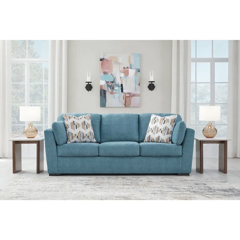 Signature Design by Ashley Keerwick Teal Queen Sofa Sleeper - 94 W x 41 D x 39 H