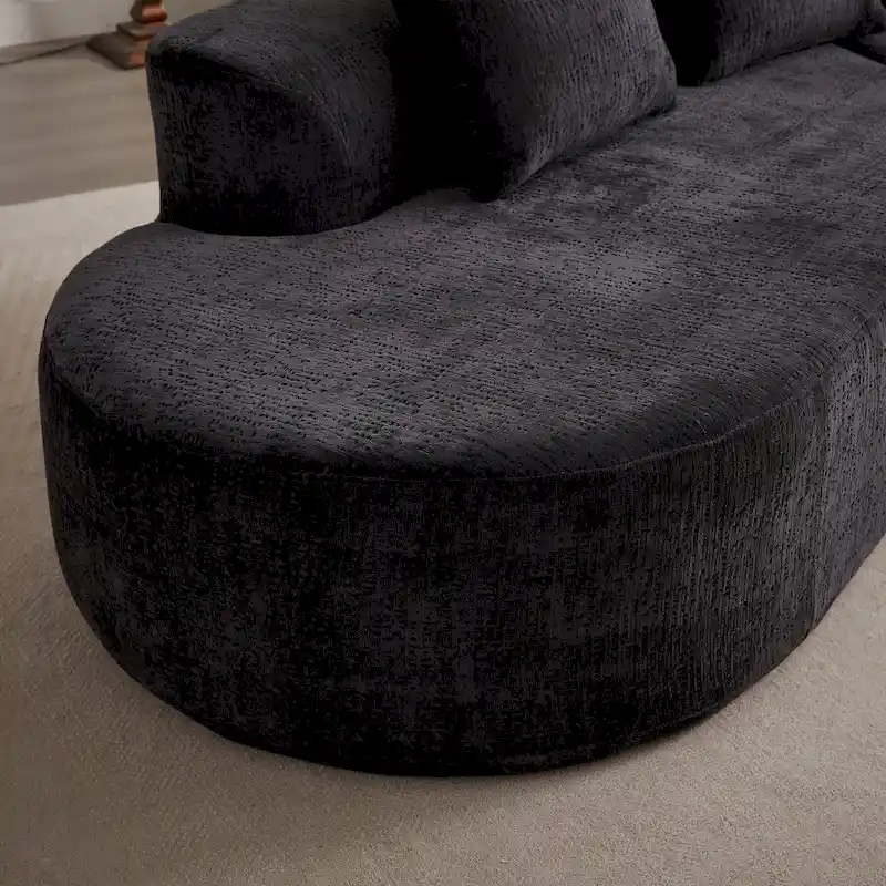 114 Chenille Cloud Sectional Sofa with Extra Deep Seating, and 4 Throw Pillows & No-Assembly Design