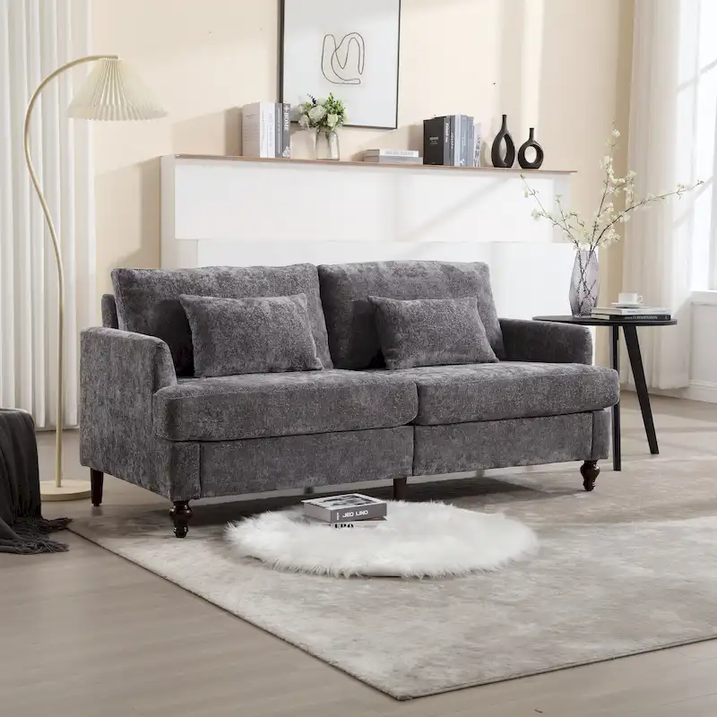 Modern Chenille Fabric Loveseat - 62.68 x 68.90 x 31.89