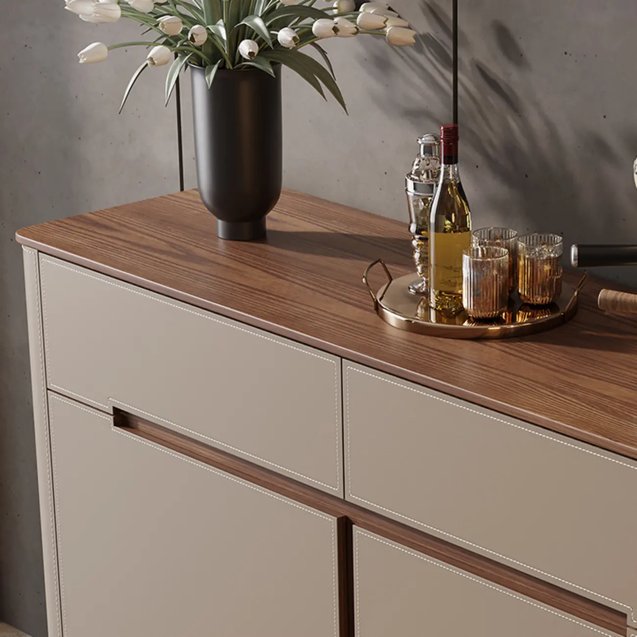 Trendy Wood Tan Entryway Shoe Cabinet with Drawers