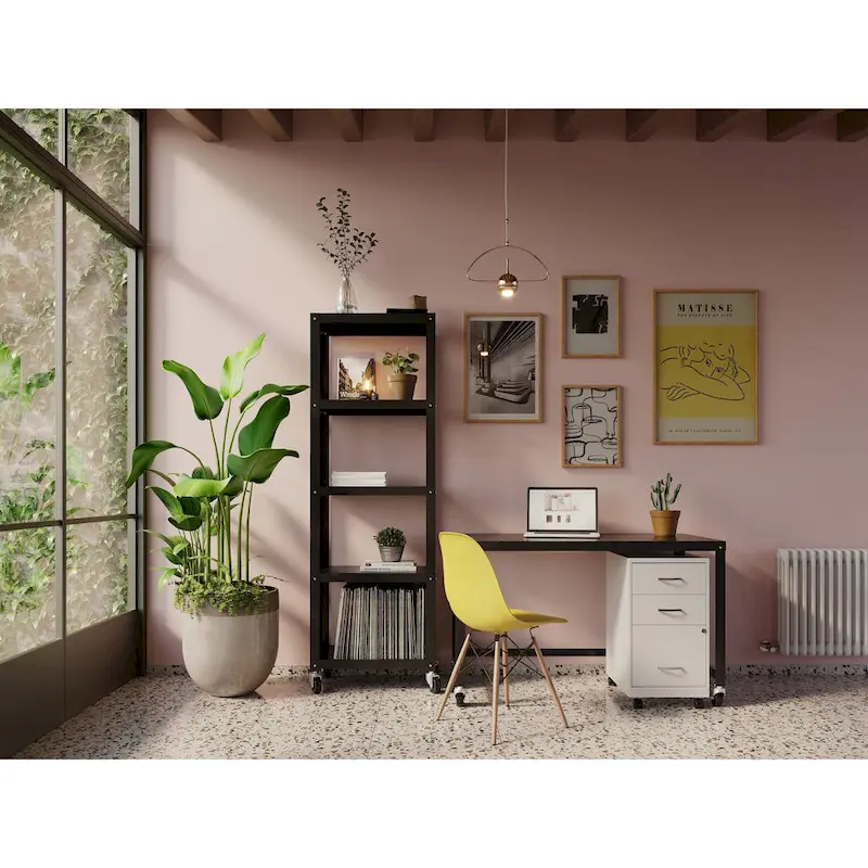 18 Deep 3 Drawer Mobile Metal Cabinet, Pearl White