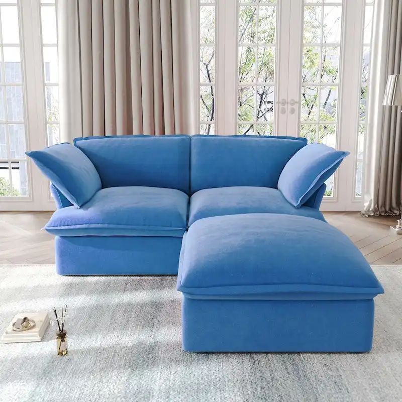 Modular Sectional Sofa Couches, 82.66 Velvet Loveseat Sofa with Ottoman