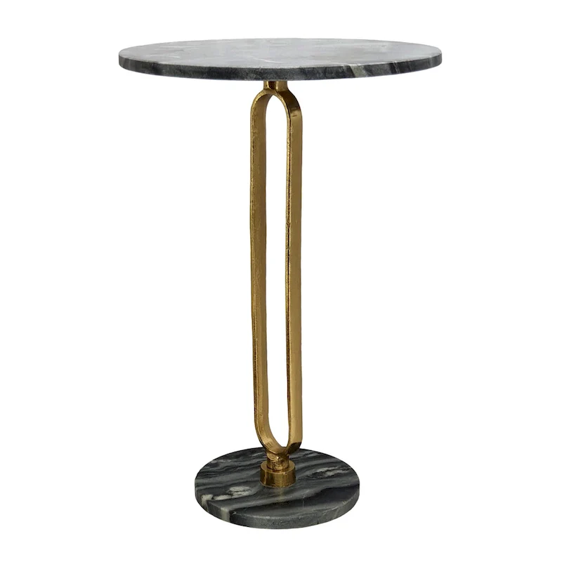 Alexus Oval Steam Marble Table - Black/Gold