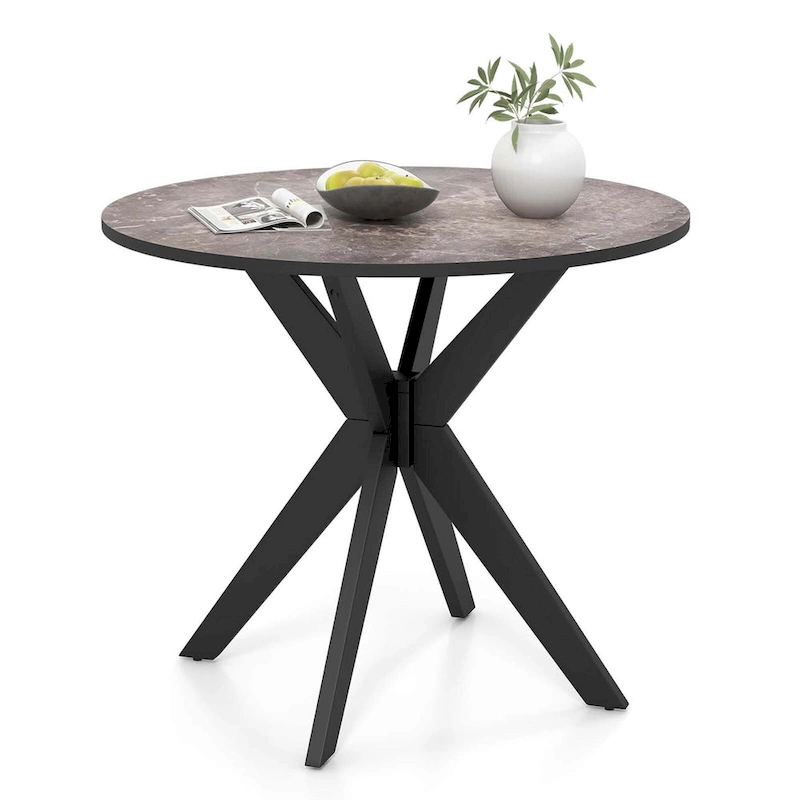 Costway Round Dining Table 36  Faux Marble Tabletop Rubber Wood Legs - See Details