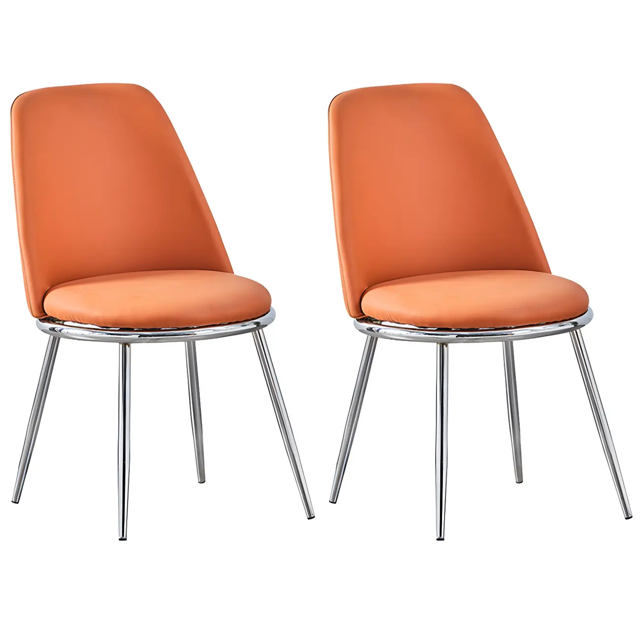 Glam Scandinavian Leather Armless Dining Chairs Metal Frame