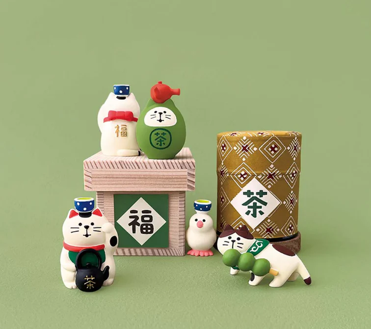 Decole Concombre Figurine - Japanese Green Tea Shop - Matcha Soft Serve Cat