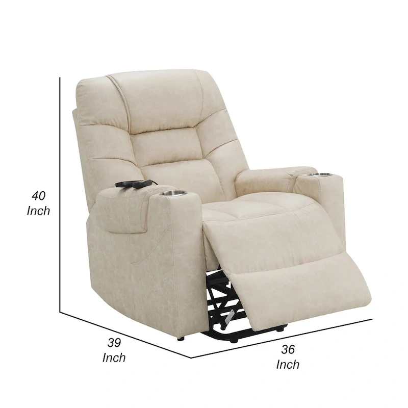 Aira Power Recliner Lift Chair with Heating Massage, Gray Faux Leather