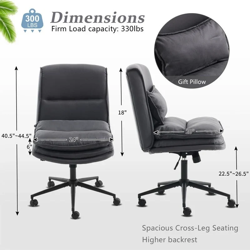 Upholstered Armless Polyester Fiber Task Office Chair With Wheels
