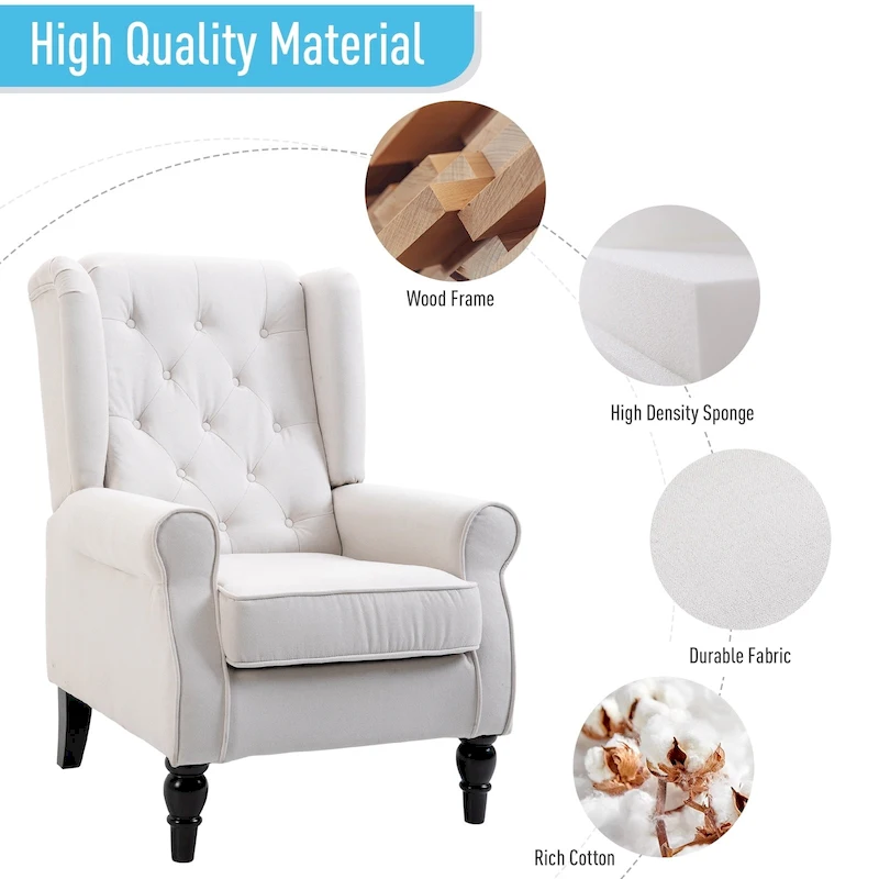 HOMCOM Copper Grove Guanta Tufted Wood Leg Accent Chair