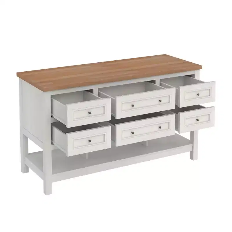 Walker Edison Free-Standing Kitchen Island with 6 Drawers