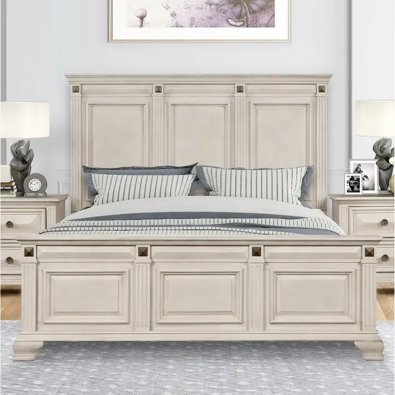 Roundhill Furniture Renova Distressed Parchment Wood 5-piece Bedroom Set