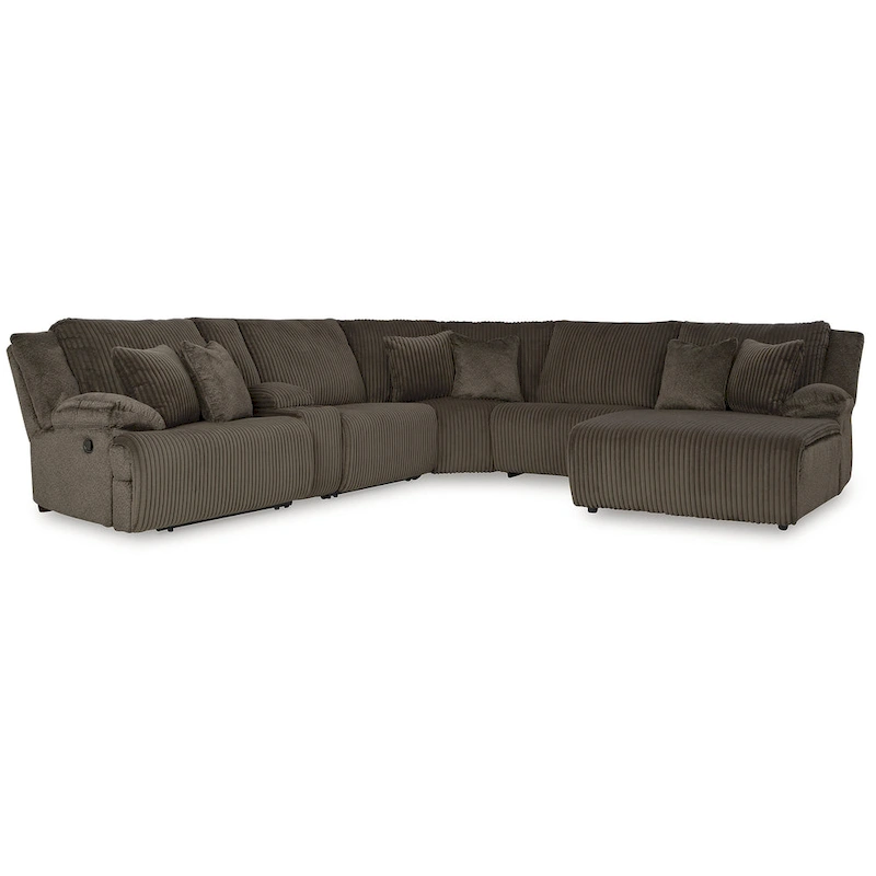 Signature Design by Ashley Top Tier Brown 6-Piece Reclining Sectional with Chaise - 147W x 134D x 41H