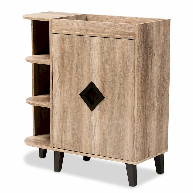 Wales Modern and Contemporary Rustic 2-Door Shoe Storage Cabinet