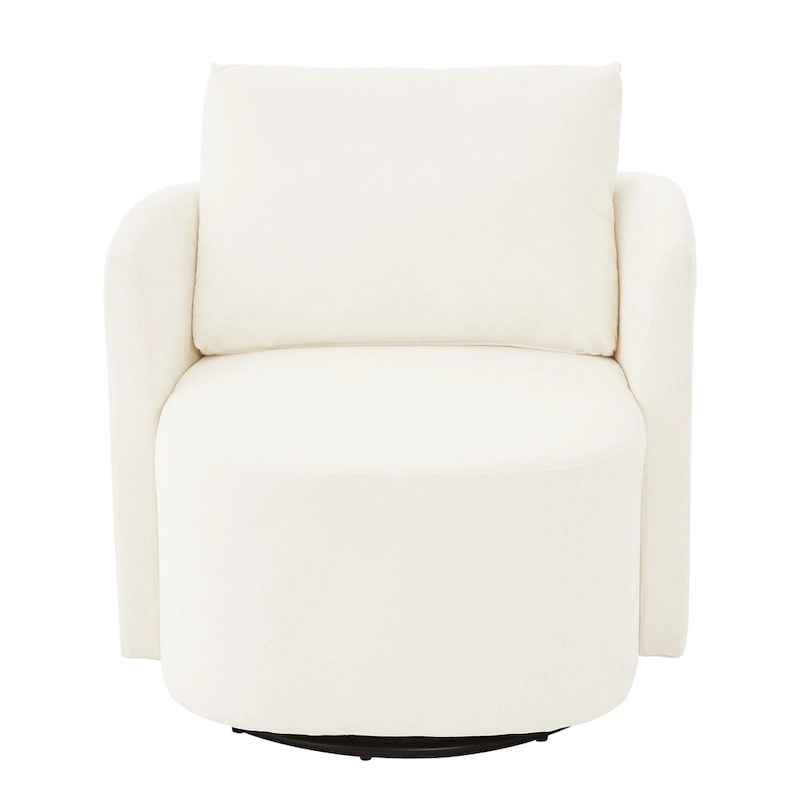 Chenille 360 Swivel Barrel Chair with Ergonomic Curved Design and 440lb Weight Capacity