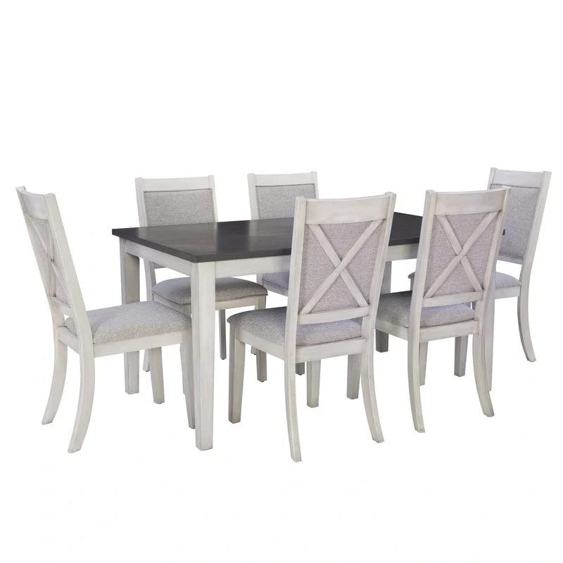 McKee 7-piece White Farmhouse Dining Set