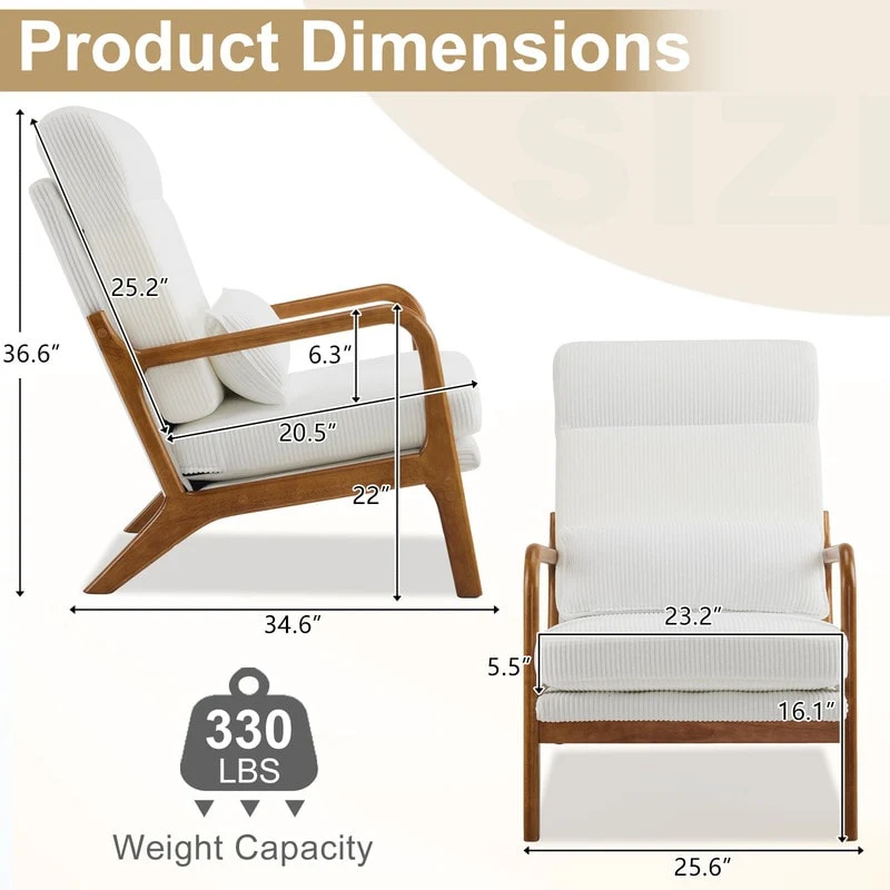 High Back Solid Wood Armrest Backrest Leisure Chair Accent Chair