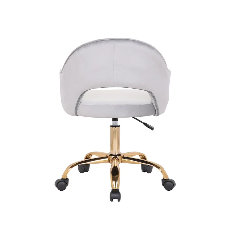 Velvet Swivel Office Chair, Golden Chrome Legs