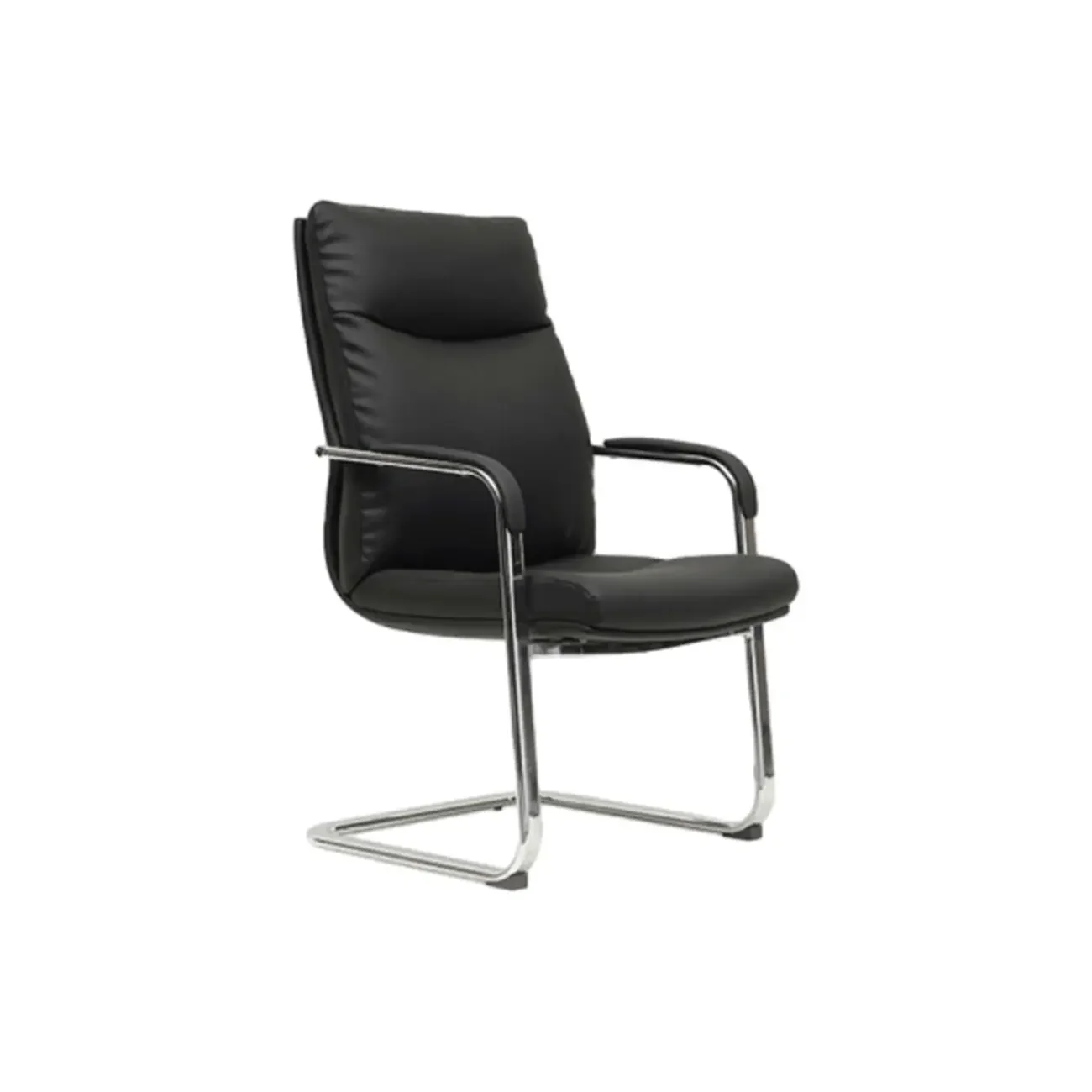 Modern Black Leather Upholstered Adjustable Swivel Office Chair