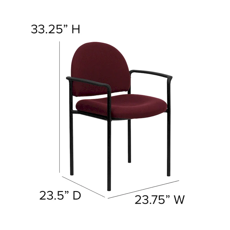 Stackable Steel Reception Chair with Arms - Padded Seat (Single)