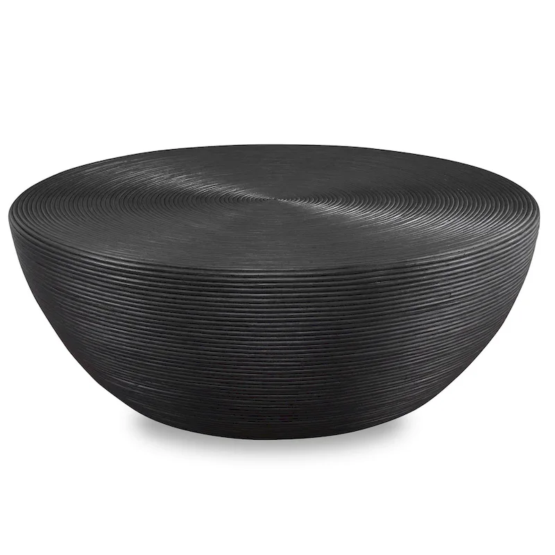 Uttermost Bongo Black Rattan Coffee Table - 44W x 16H x 44D