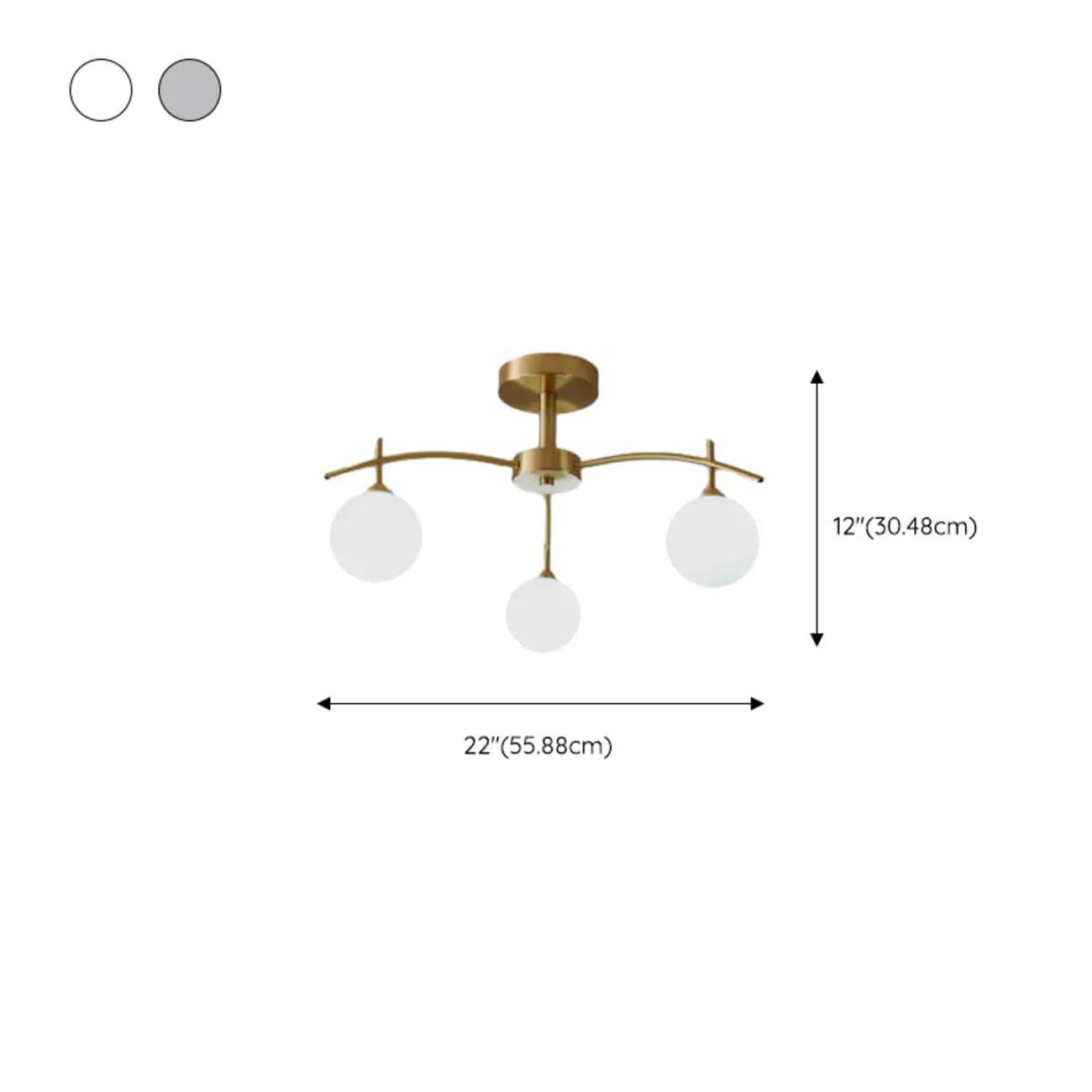 Classic Large Globe Glass Golden Semi Flush Mount Ceiling Light