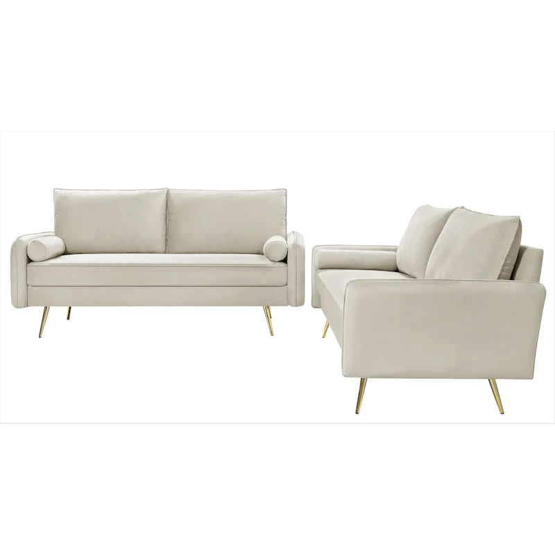 Mid-Century Modern Velvet 2-Piece Living Room Set