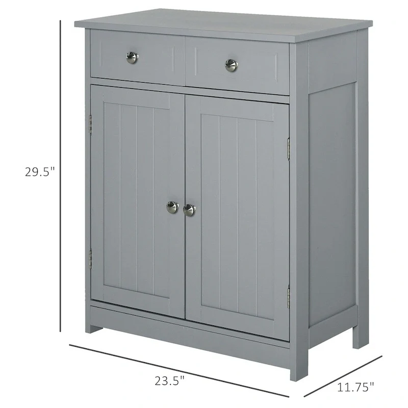 Grey Wooden Floor Storage Cabinet with 1 Shelf & 2 Drawers