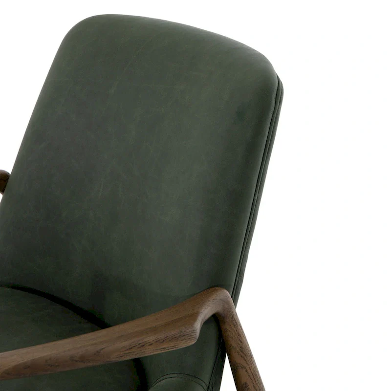 Mid-Century Leather Accent Chair - Deep Seat Single Seater