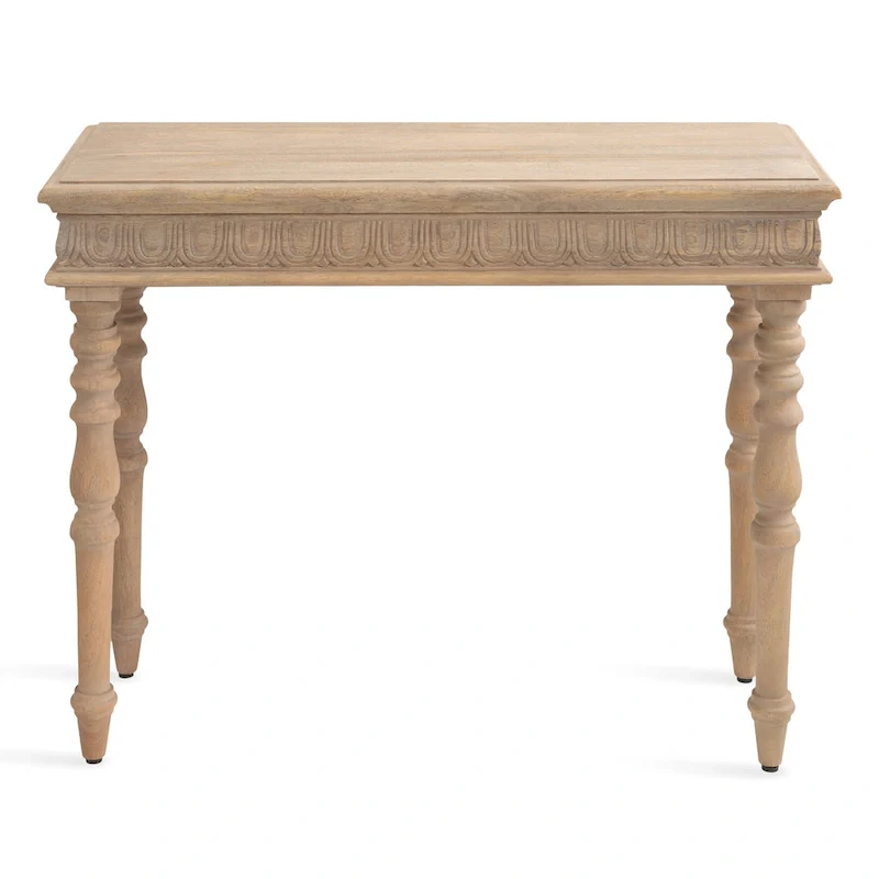 Carved Wood Entryway Table — 36x14x30
