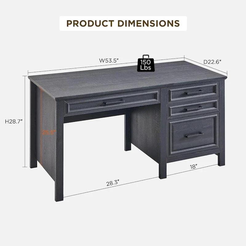 Modern Farmhouse Home Office Desk, Computer Desk with File Cabinet