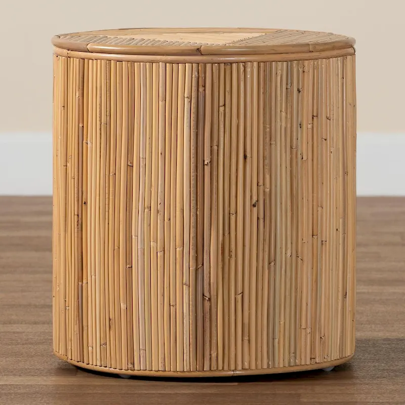 Milagra Modern Bohemian Natural Rattan End Table