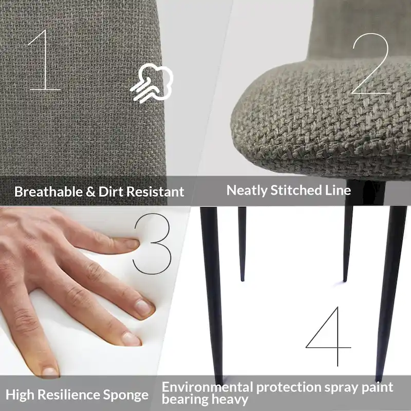 4 Piece Dining Chair Set Modern Kitchen Chairs with Black Metal Legs