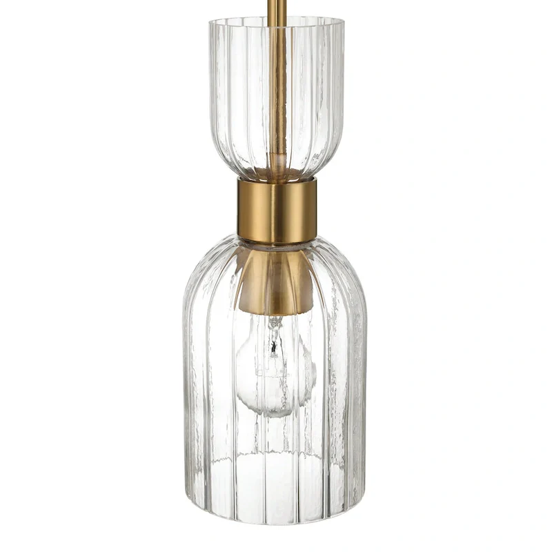 Josephine Metal and Clear Ribbed Glass Ceiling Light - 5.0 L x 5.0 W x 12.8 H