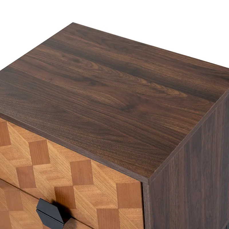 Modern Tall 2-Drawer Nightstand (With Charging Station And Adjustable Feet) — Set Of 2