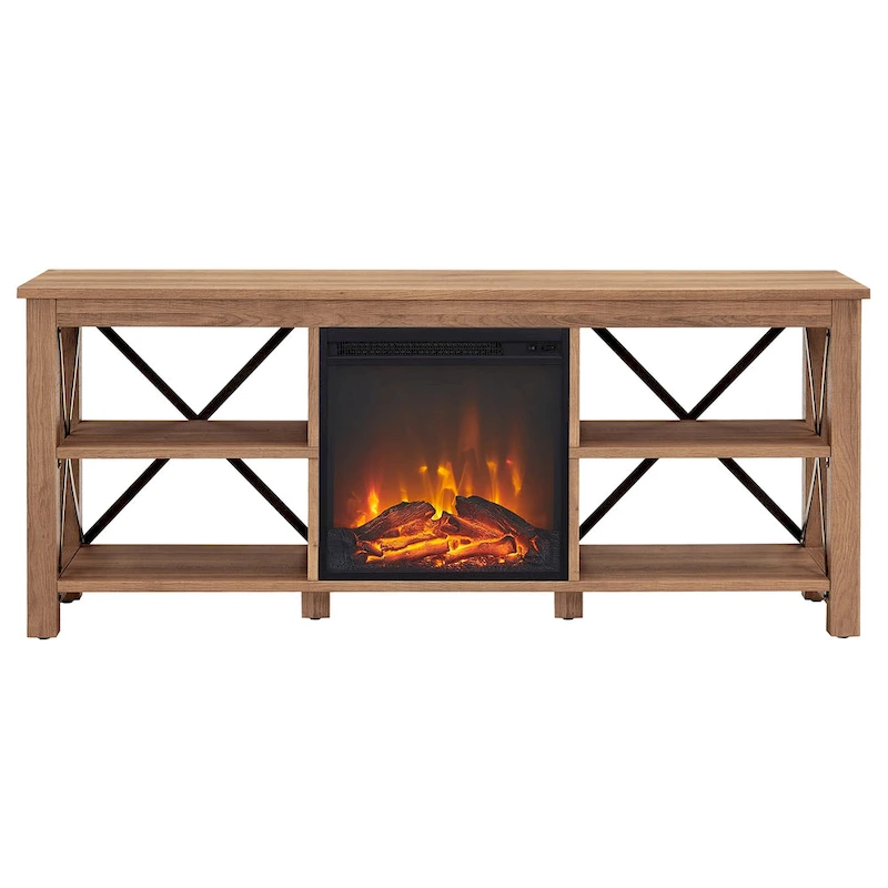 Sawyer TV Stand with Log Fireplace Insert