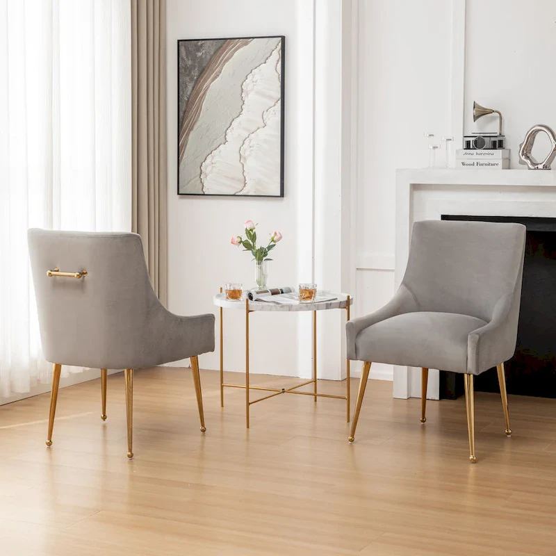 SEYNAR Velvet Upholstered Dining Chair Set of 2, Modern Glam Armless Side Chair