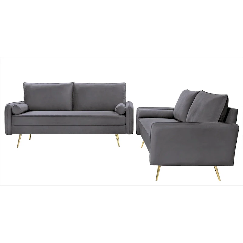 Mid-Century Modern Velvet 2-Piece Living Room Set