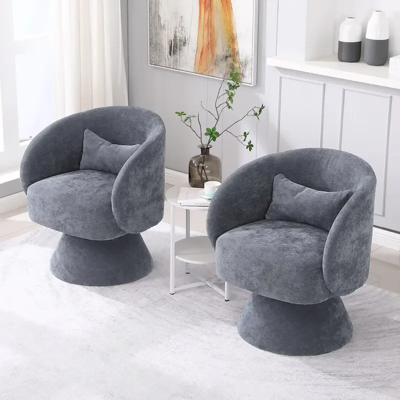 Upholstered Swivel Armchair (Set of 2)