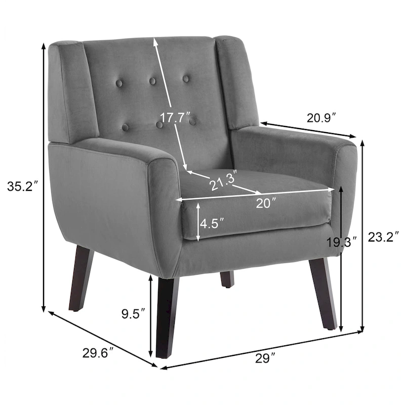 Velvet Accent Chair Living Room Upholstered Armchair