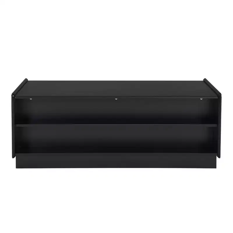 47.2 Modern Rectangle Coffee Table with 4 Drawers, 2 Display Shelves and Tempered Glass Top - Panipeachy