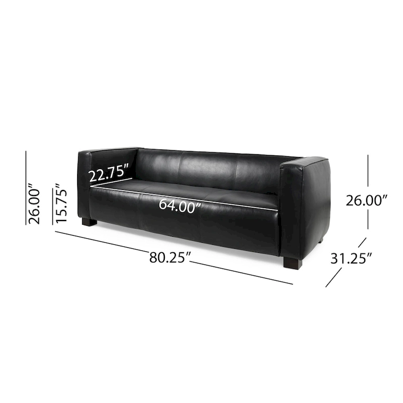 Goyette Faux Leather 3 Seater Sofa by Christopher Knight Home